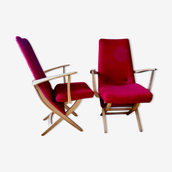 Pair of red armchairs. Denmark 1950