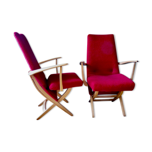 Paire de fauteuils rouges