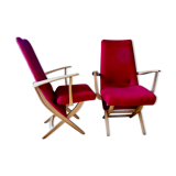 Paire de fauteuils rouges Danemark 1950