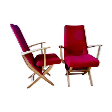 Pair of red armchairs. Denmark 1950
