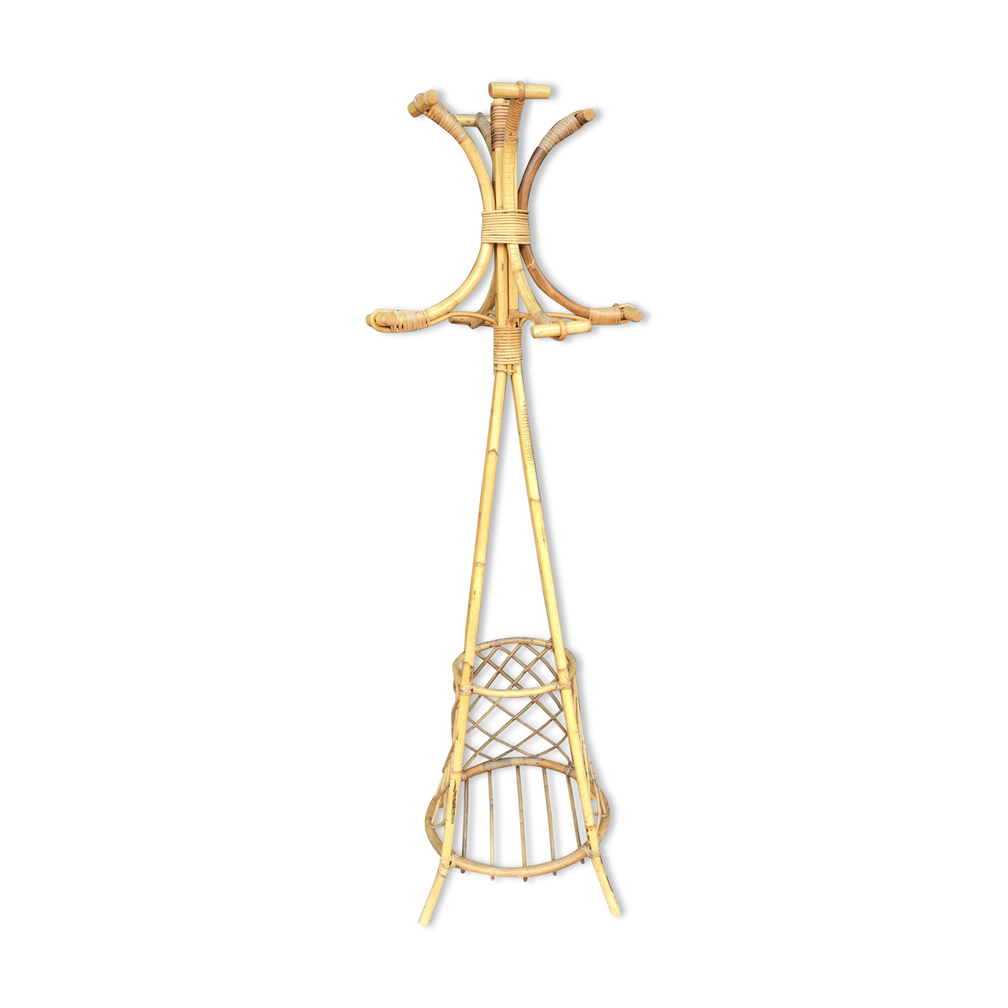 Rattan coat rack