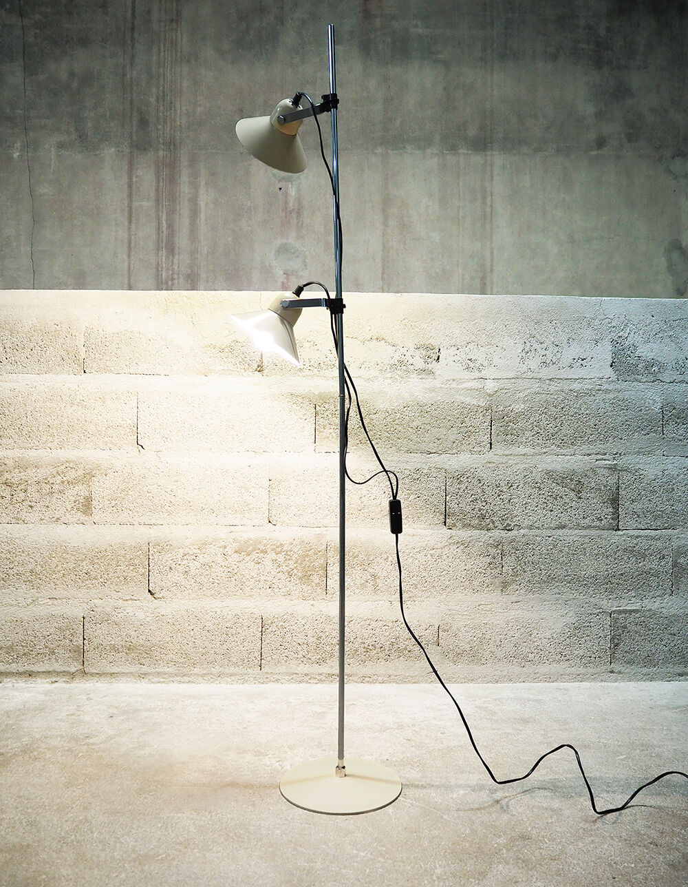 Metal two-spot floor lamp by Aluminor, 70s