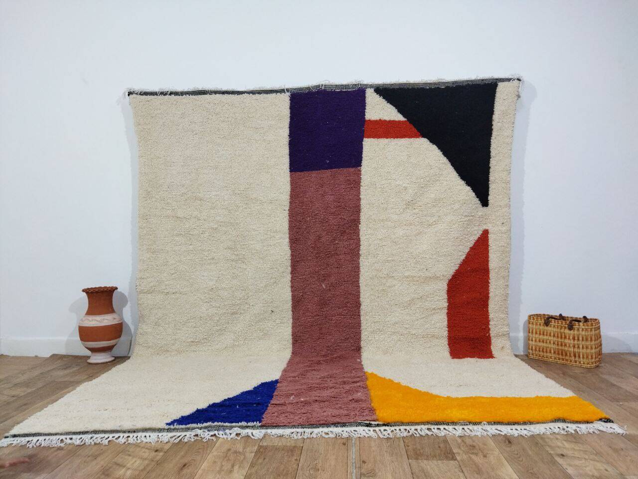Handmade wool Berber rug 304 x 257 cm