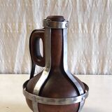 Vase / jug in solid wood and metal - mid 20th century