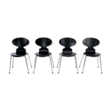 Set of 4 black Arne Jacobsen Ant chairs for Fritz Hansen, 1980, Denmark