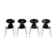 Set of 4 black Arne Jacobsen Ant chairs for Fritz Hansen, 1980, Denmark
