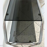 Console chrome et verre fumé 70s