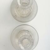 Pair of crystal decanters with cut collar and engraved body with R monograms