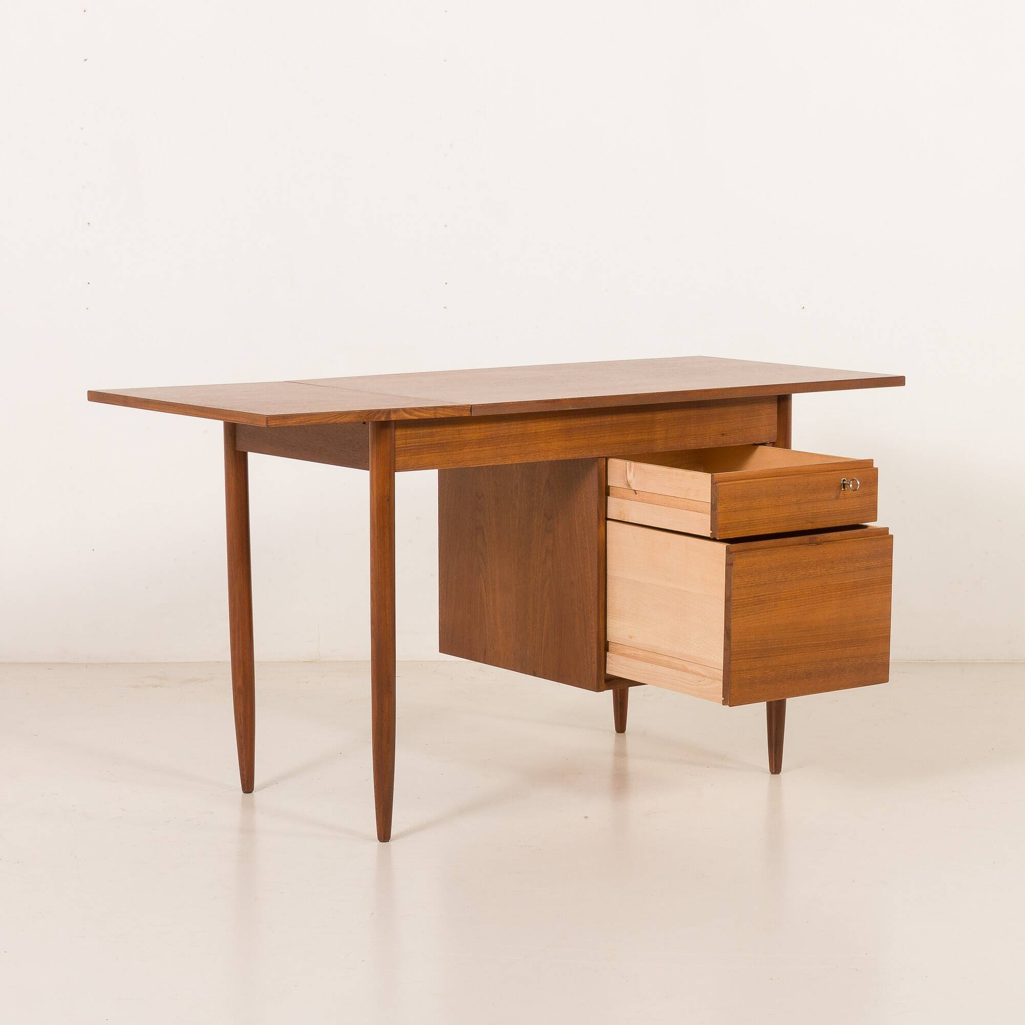 Scandinavian mid century teak desk with extension by Austvoll Møbelfabrikk,