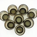 8 smoked glass goblets - Tivoli Luminarc Arcoroc France - vintage 70s