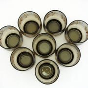 8 smoked glass goblets - Tivoli Luminarc Arcoroc France - vintage 70s