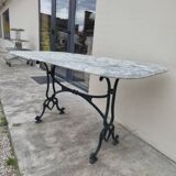 Antique cast iron and marble bistro restaurant table - 1.40m