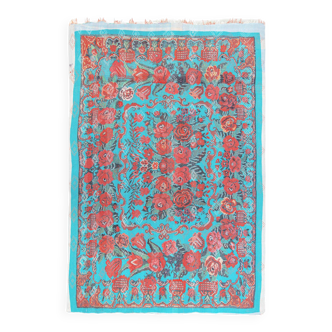 Textile khanta indien vintage à motifs fleuris 225 x 160 cm
