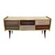 Buffet italien en bois massif et verre coloré de style mid-century modern