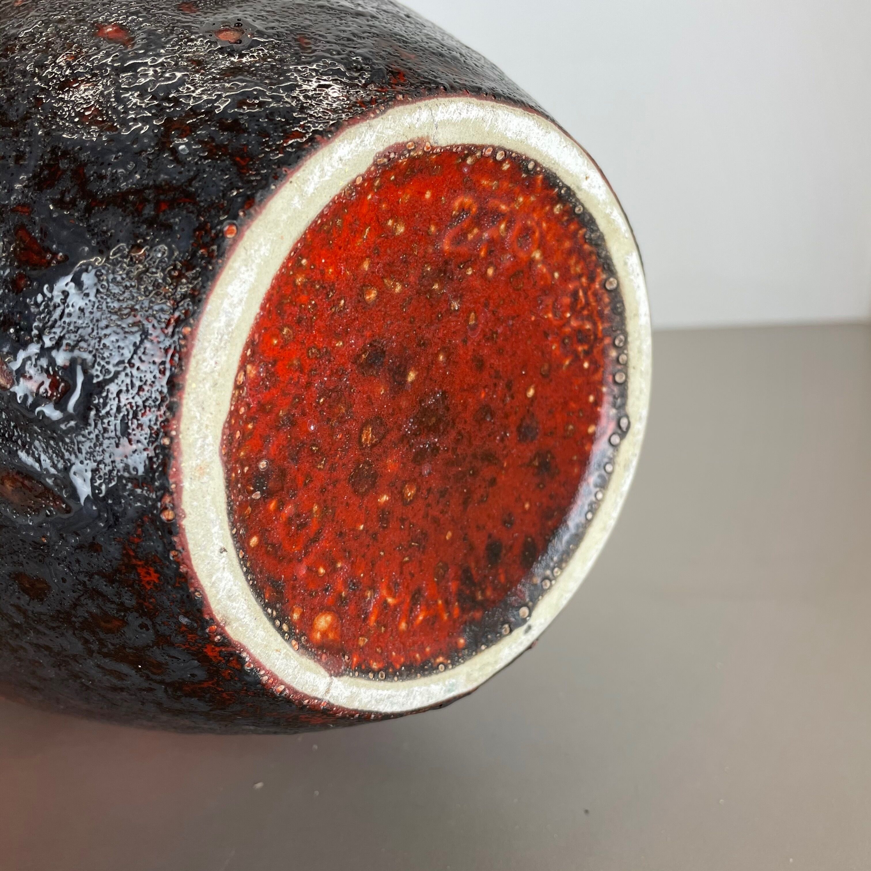 Pottery fat lava multi-color red black floor vase made by scheurich, 1970s