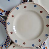 Lot de 6 assiettes plates orange dépareillées Digoin Sarreguemines et Badonvillier