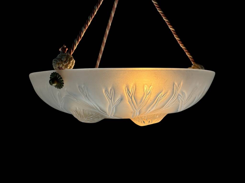 Sabino art deco basin ceiling light signed 1930 France