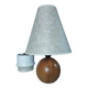 Table lamp foot ball light wood, lampshade ecru paper, 1970's
