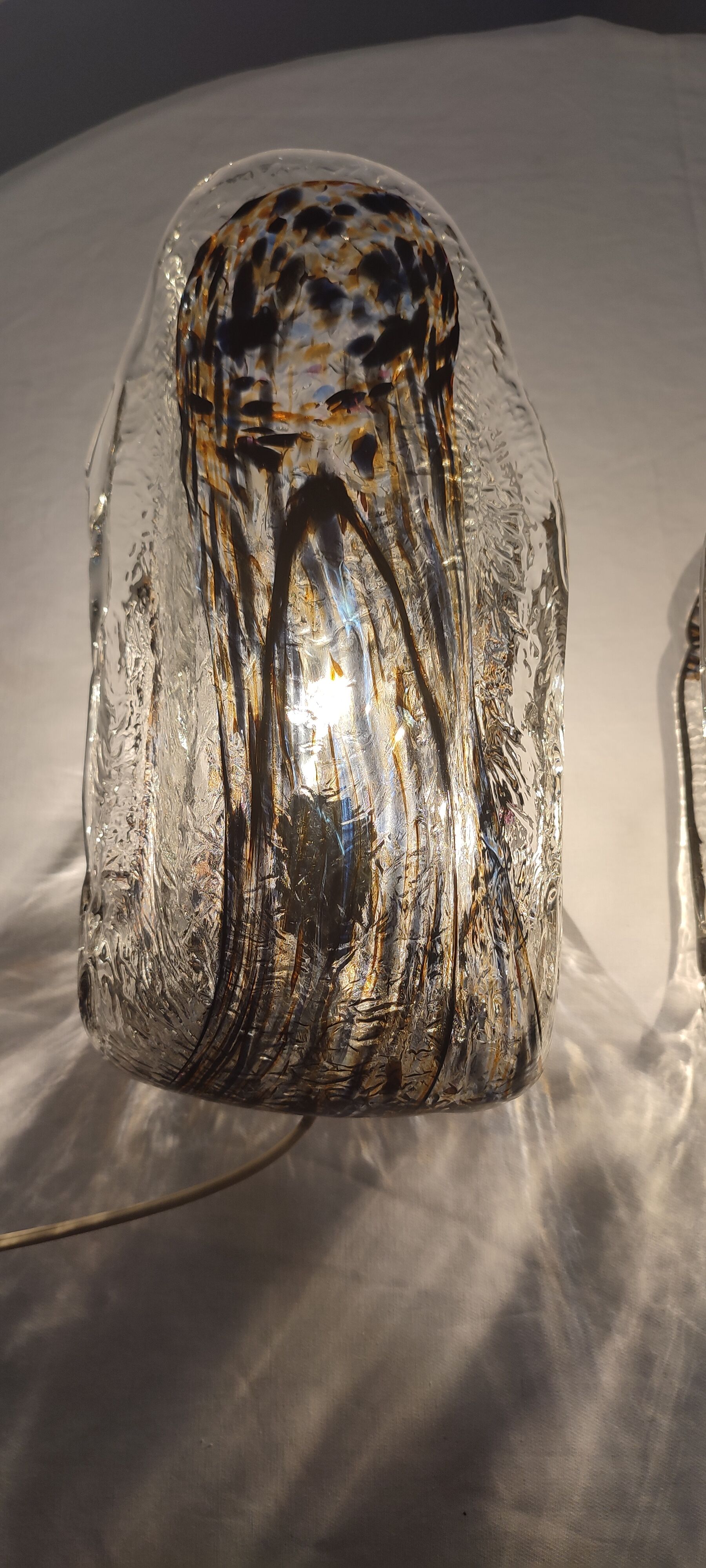 Murano glass "oyster" table lamps. Italy, 1960s.