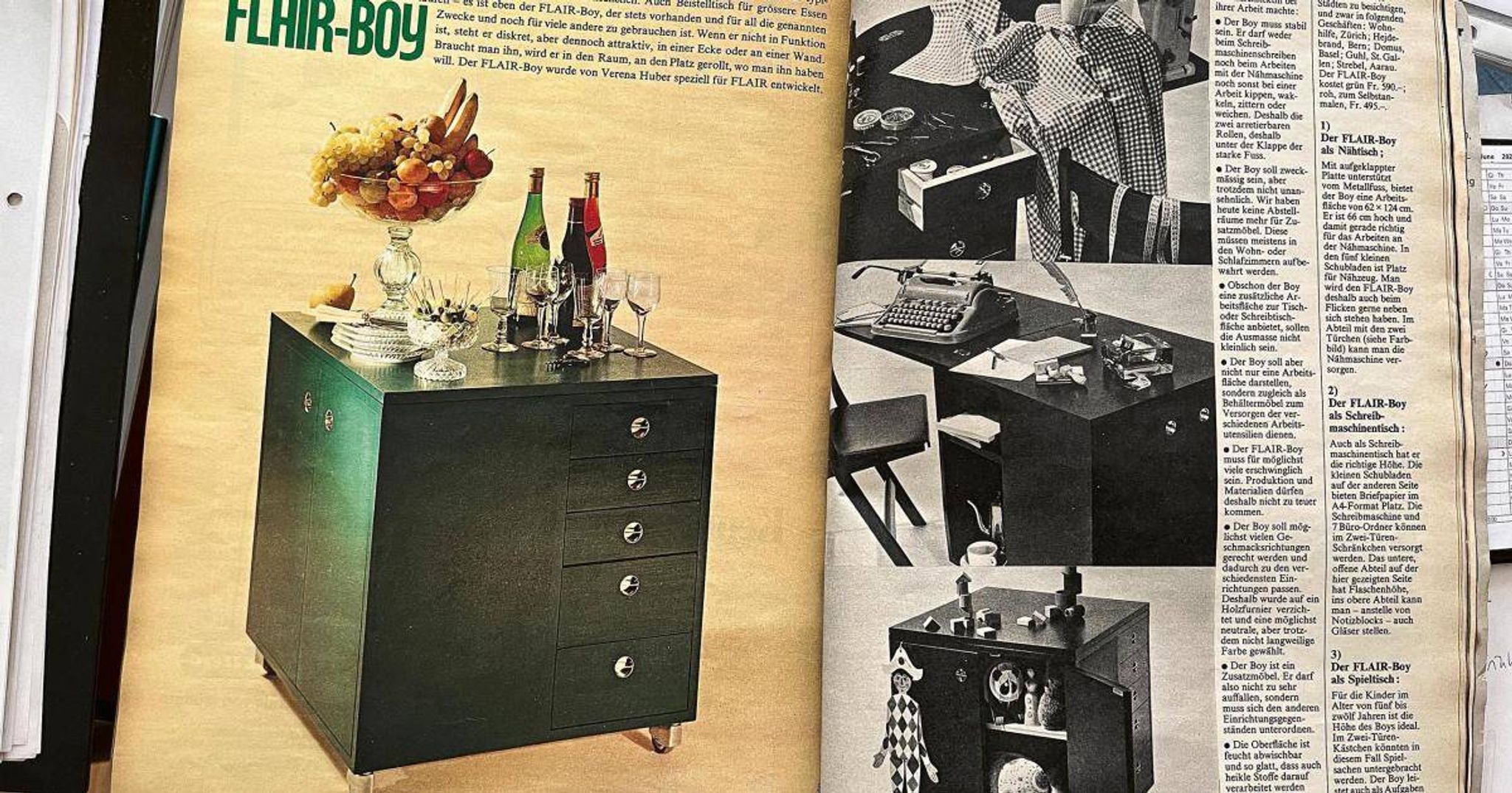 Old small modular desk from the 70s designed by Verena Huber, Flair Boy model