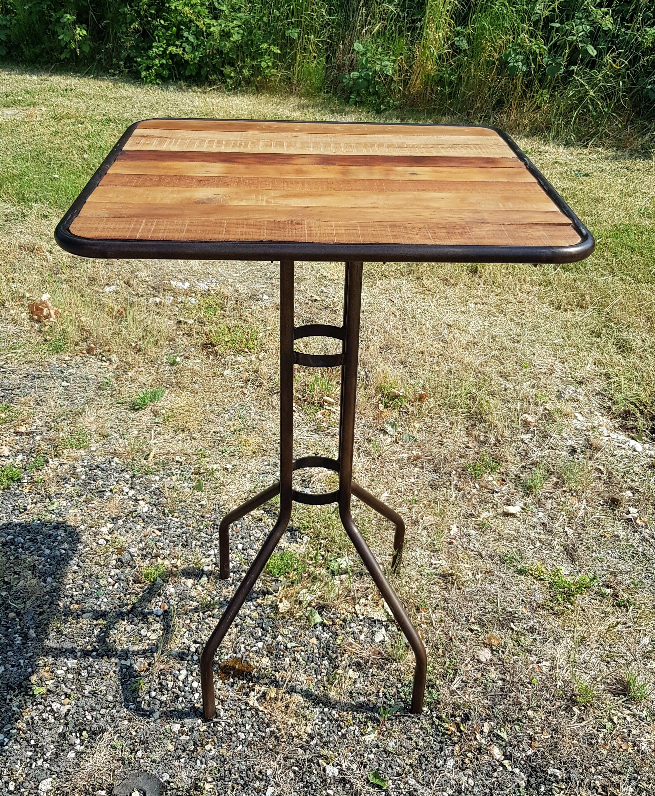 Teak and wrought iron high table