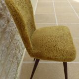 1950s compass foot sheepskin chair covered in sheepskin fabric