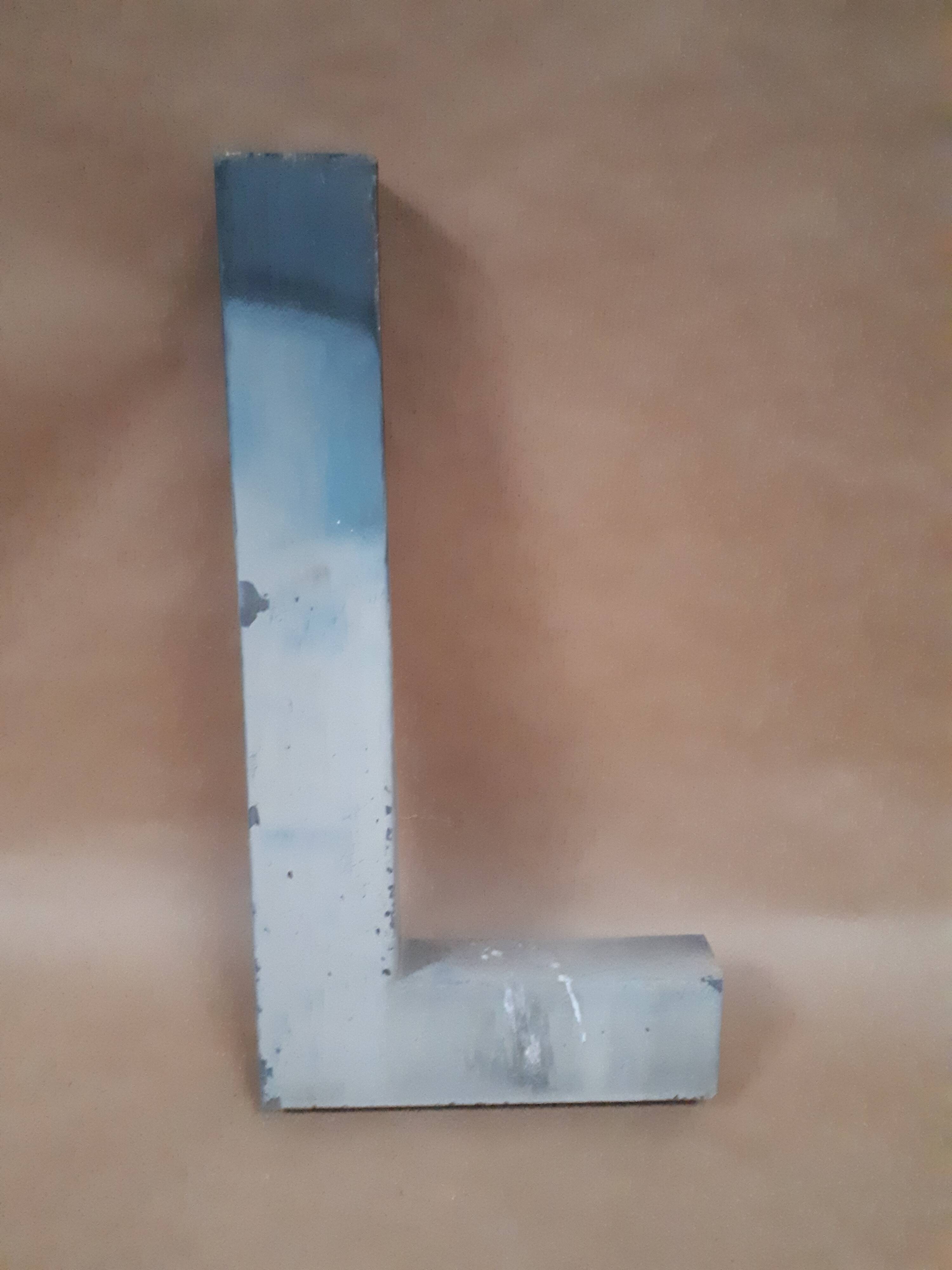 sign letter L metal zinc vintage 1950 1960