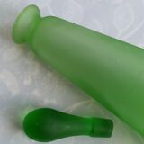 Vintage green satin blown glass bottle