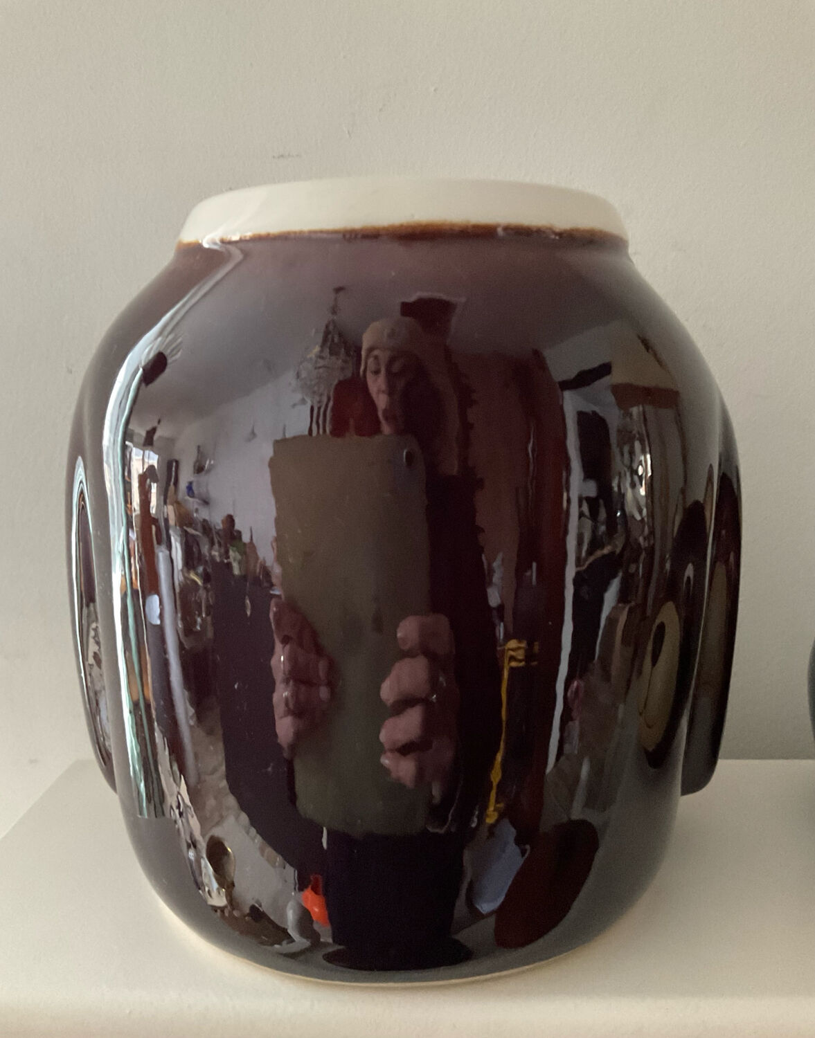 Vintage ceramic glazed bear biscuit jar