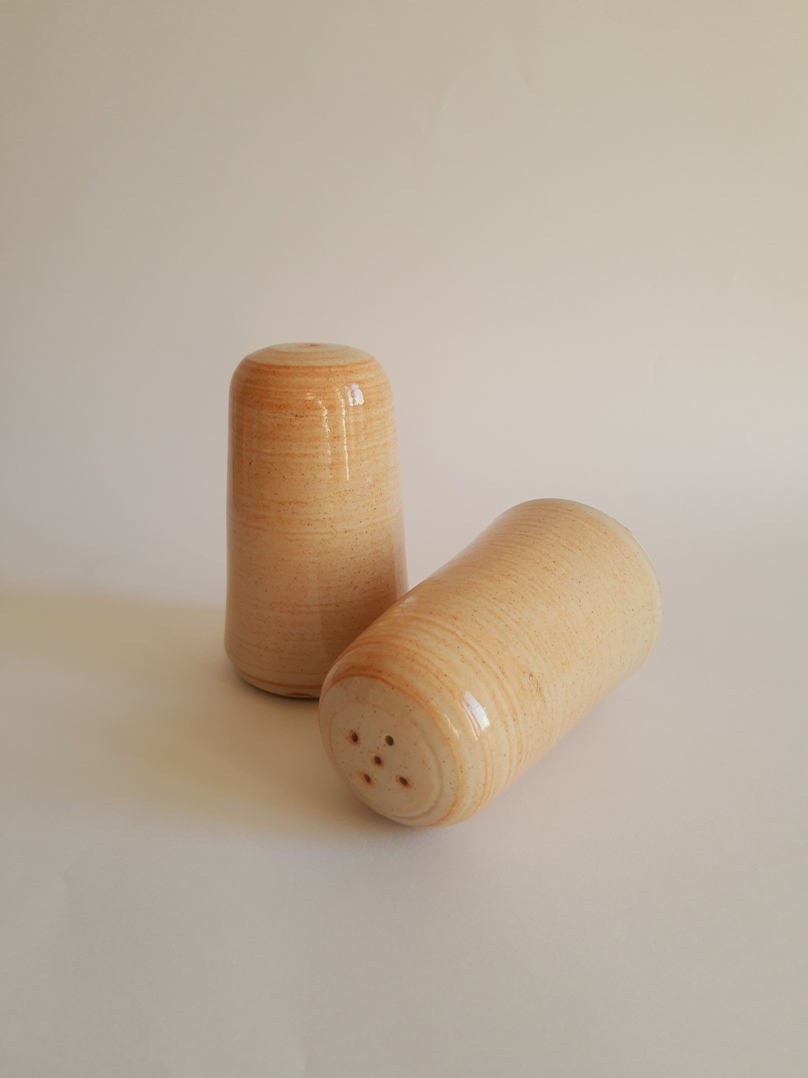 Vintage stoneware salt and pepper shaker set