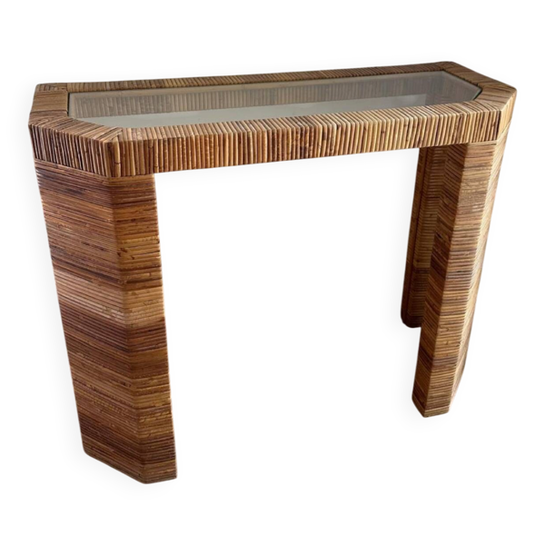 Console en rotin et verre - Les composantes (Sezane)