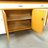 50s vintage kitchen cabinet with brass and formica