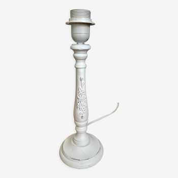 Shabby white patina wooden lamp base