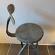 Nicolle industrial architect high chair swivel up adjustable metal gray 1950