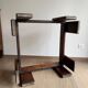 Square coffee table in solid wood and smoked glass – 70s