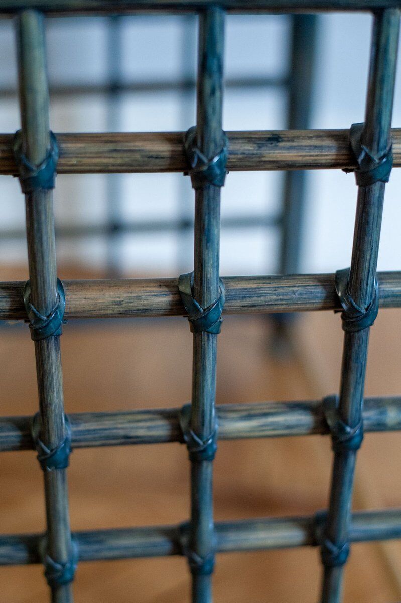 Vintage nesting tables in bamboo with glass top by Gallotti & Radice, 1970, set of 3.