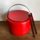 Stelton Denmark ice bucket in red ABS, Space Age pop 1960.
