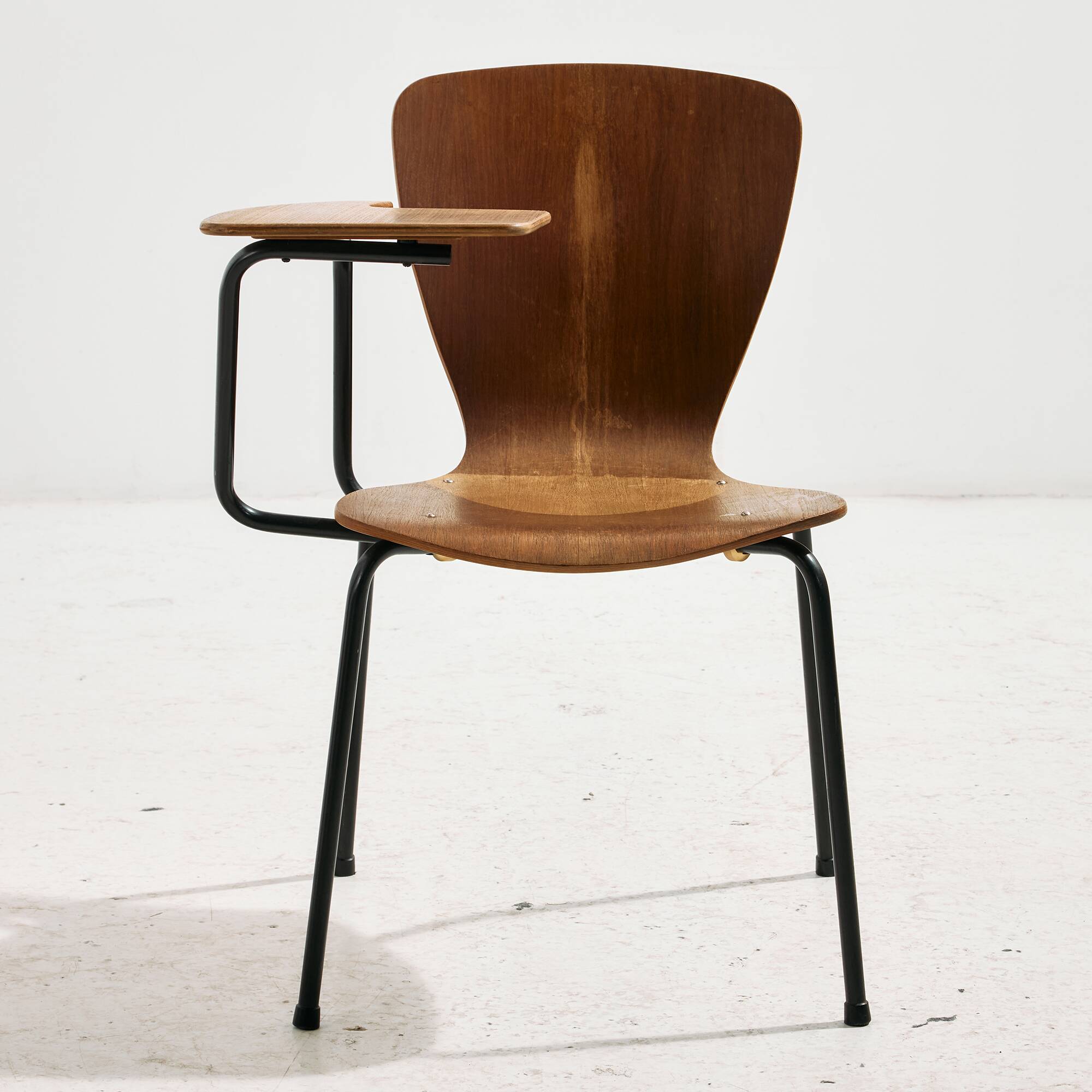 Teak chair with writing tablet