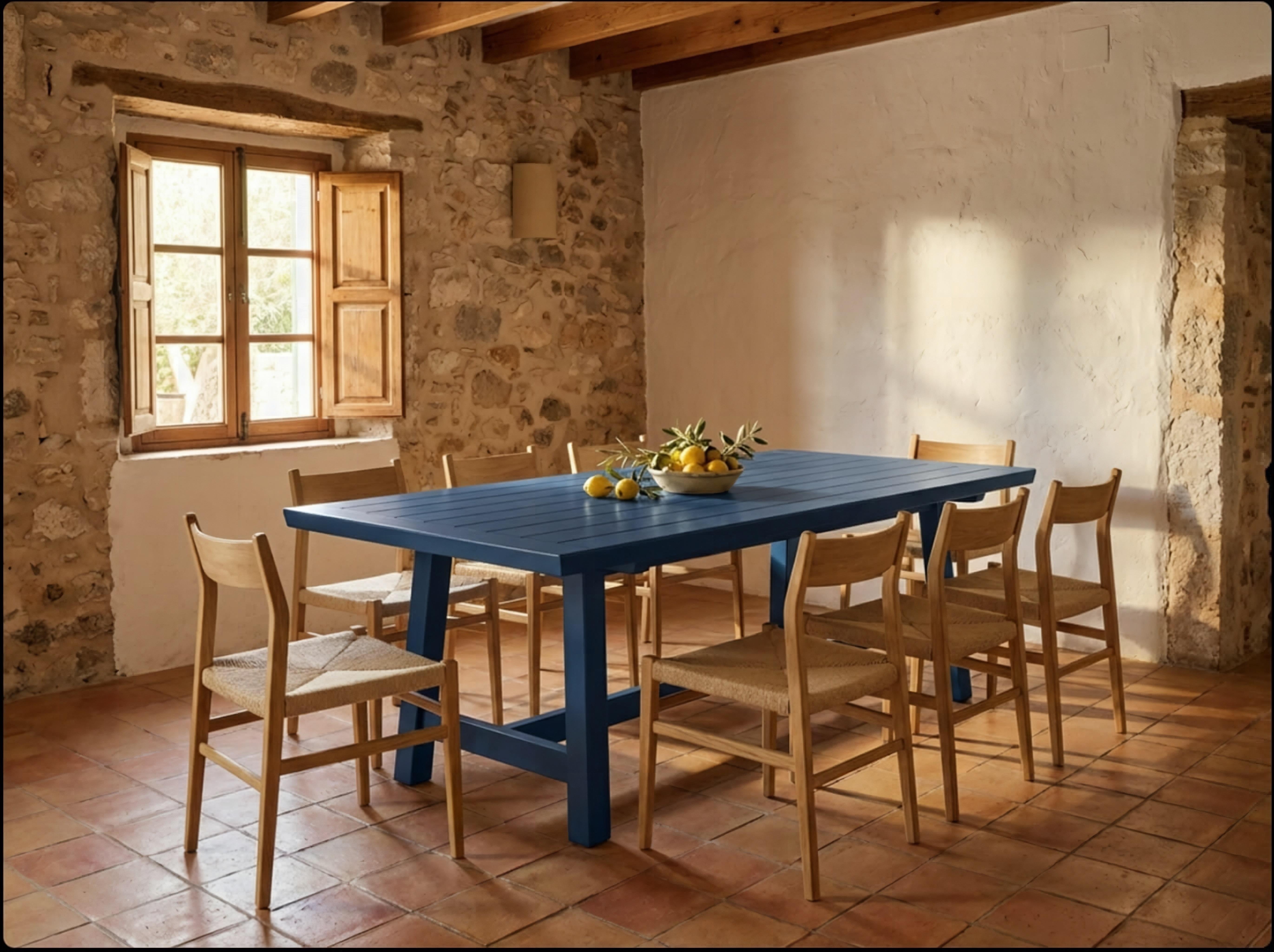 Handmade solid wood oval dining table, Bacon Collection