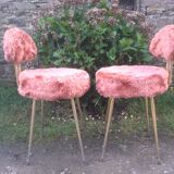 Pair of vintage Pelfran chairs, gilded tubular metal frame and tufting