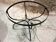 Table base wrought iron and brass, bevelled glass tray, 1980s
