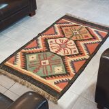Kilim cotton and burlap carpet - 90cm x 160cm