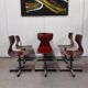 Set of 6 mid-century modern Pagholz chairs, moulded plywood seats, steel base, 1960s