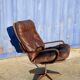 Fauteuil pivotant vintage cuir bois et métal