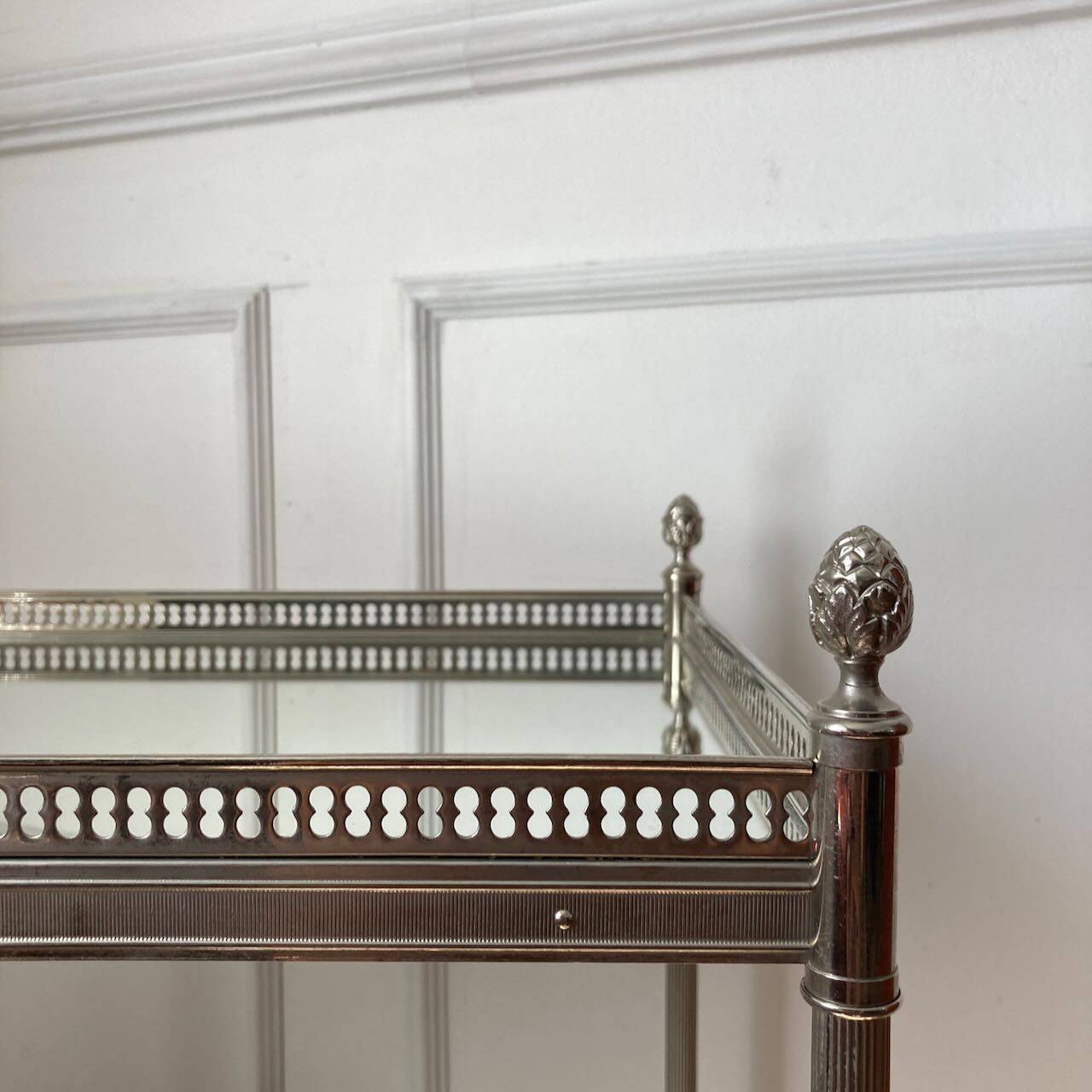 Chrome and mirror serving trolley