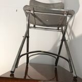 Pair of chrome metal folding chairs