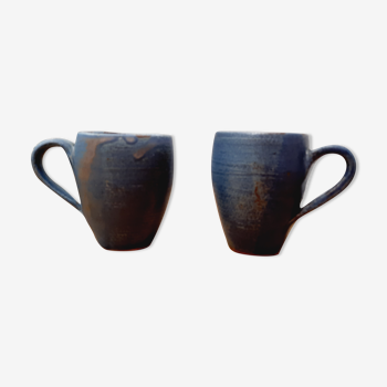 Pair of blue sandstone cups