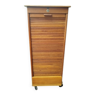 Oak tambour archive cabinet S.M.V. Silkeborg, Denmark 1920s–30s