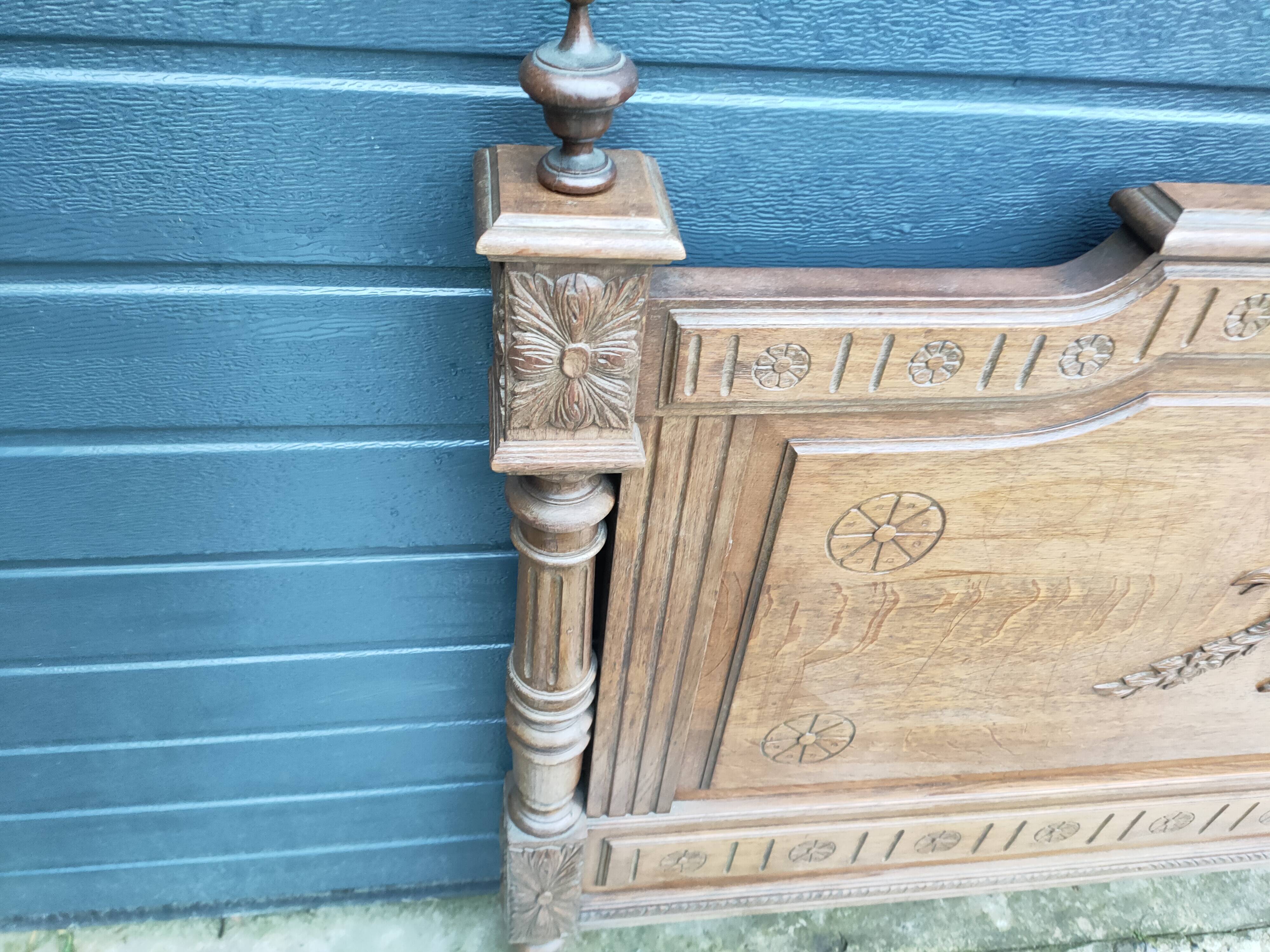 antique solid oak headboard