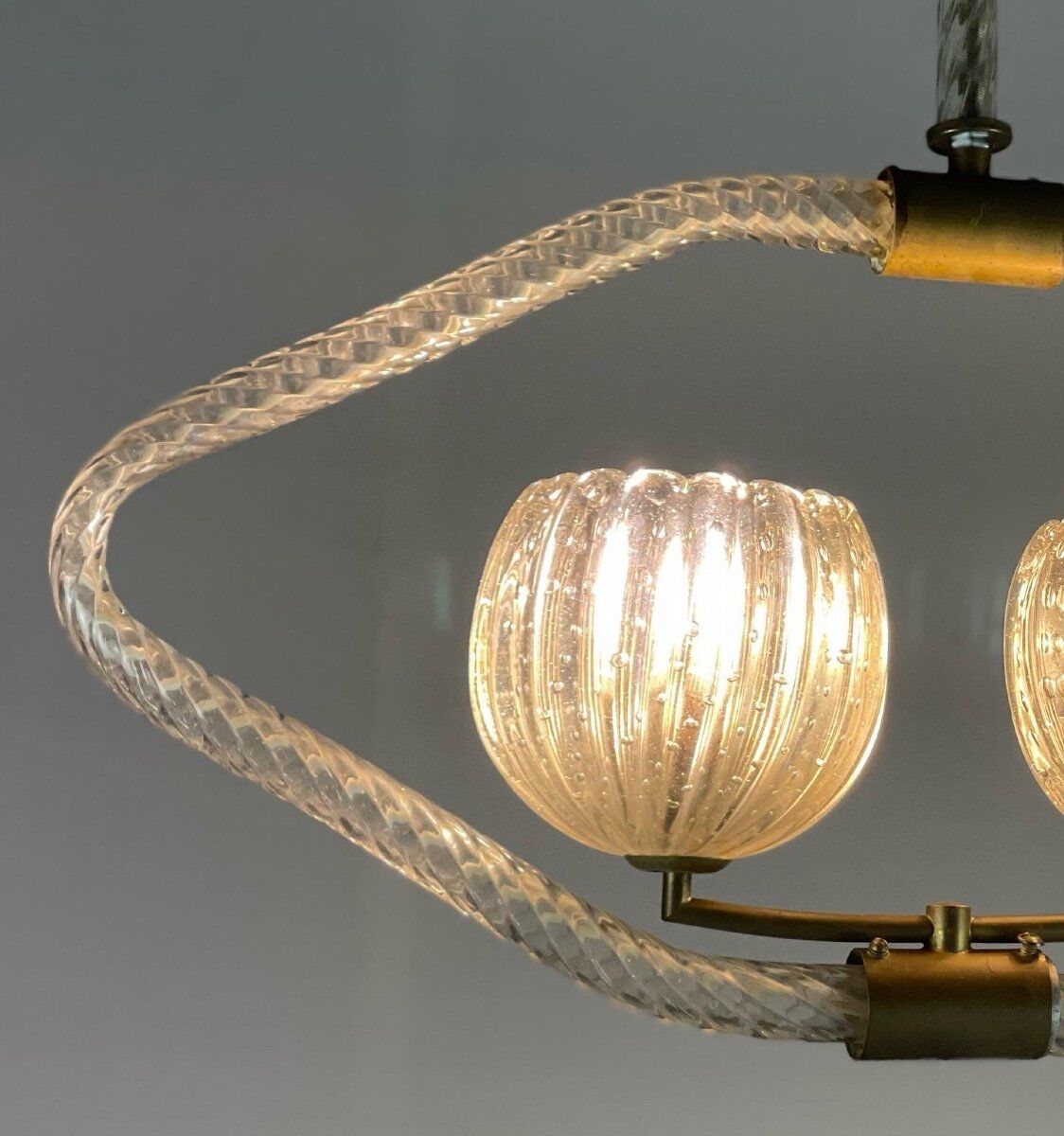 Venetian chandelier in murano glass and brass circa 1950